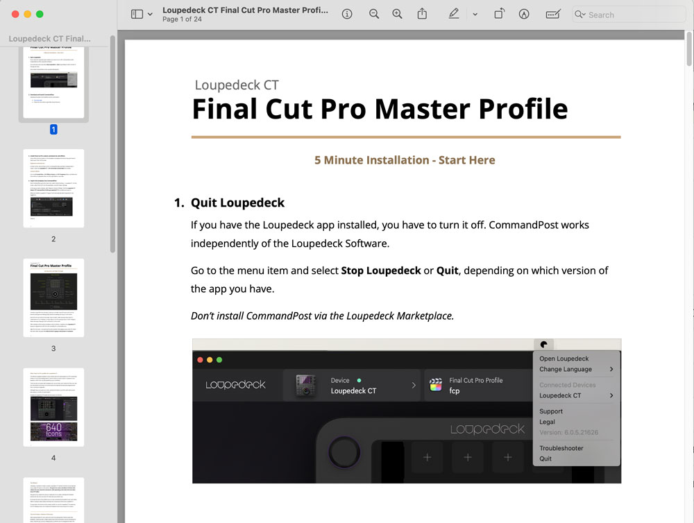 loupedeck ct final cut pro install guide