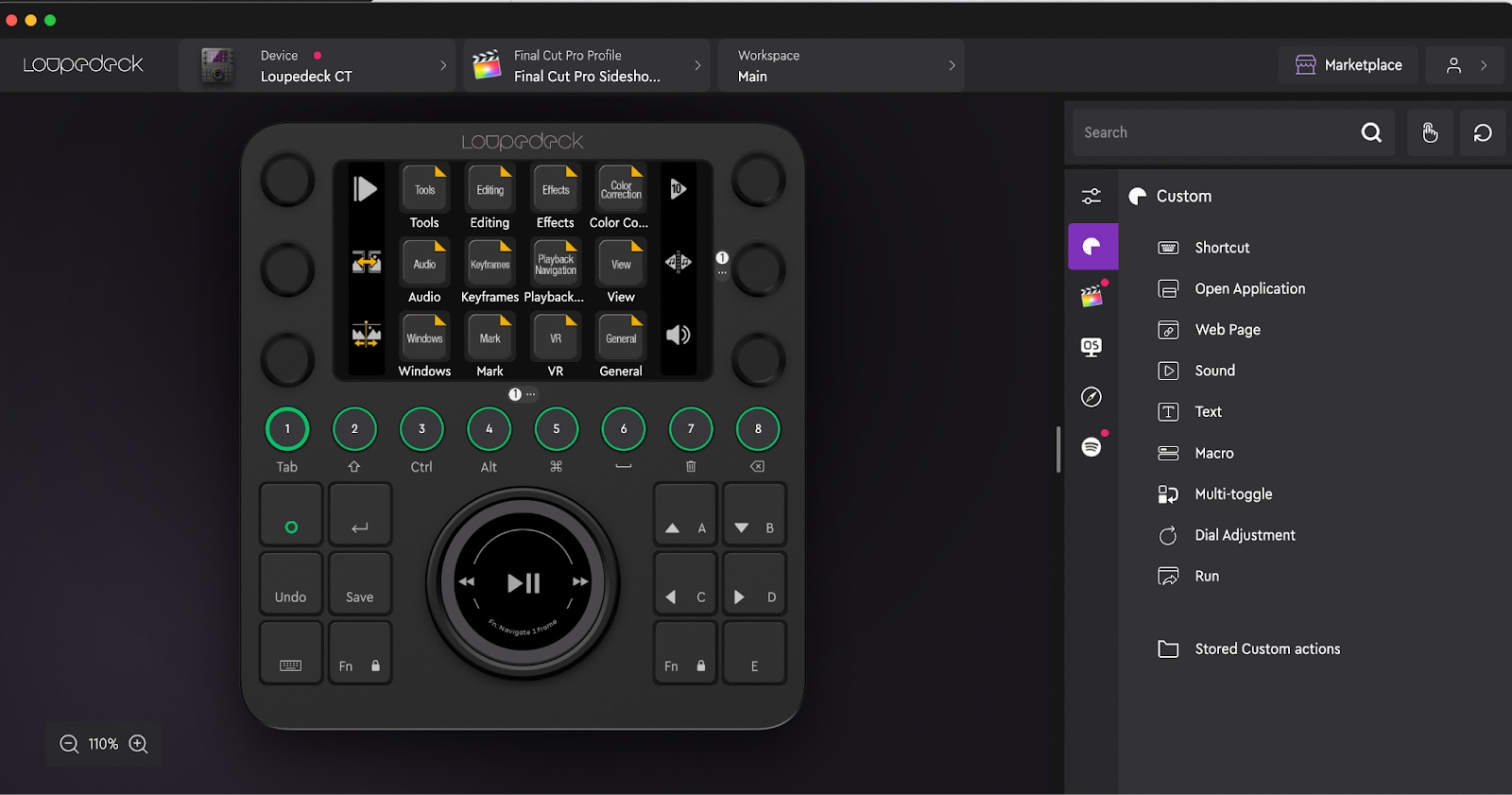 loupedeck ct sideshowfx shortcut icons
