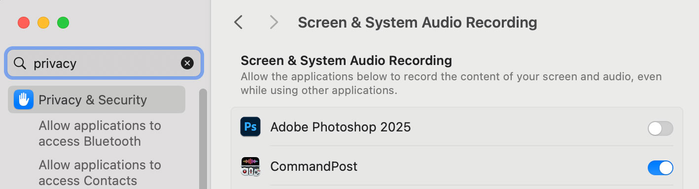 CommandPost Screen & System Audio Recording